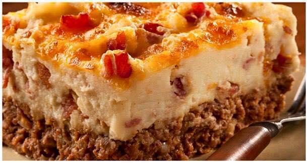 meat loaf and potato casserole with bacon