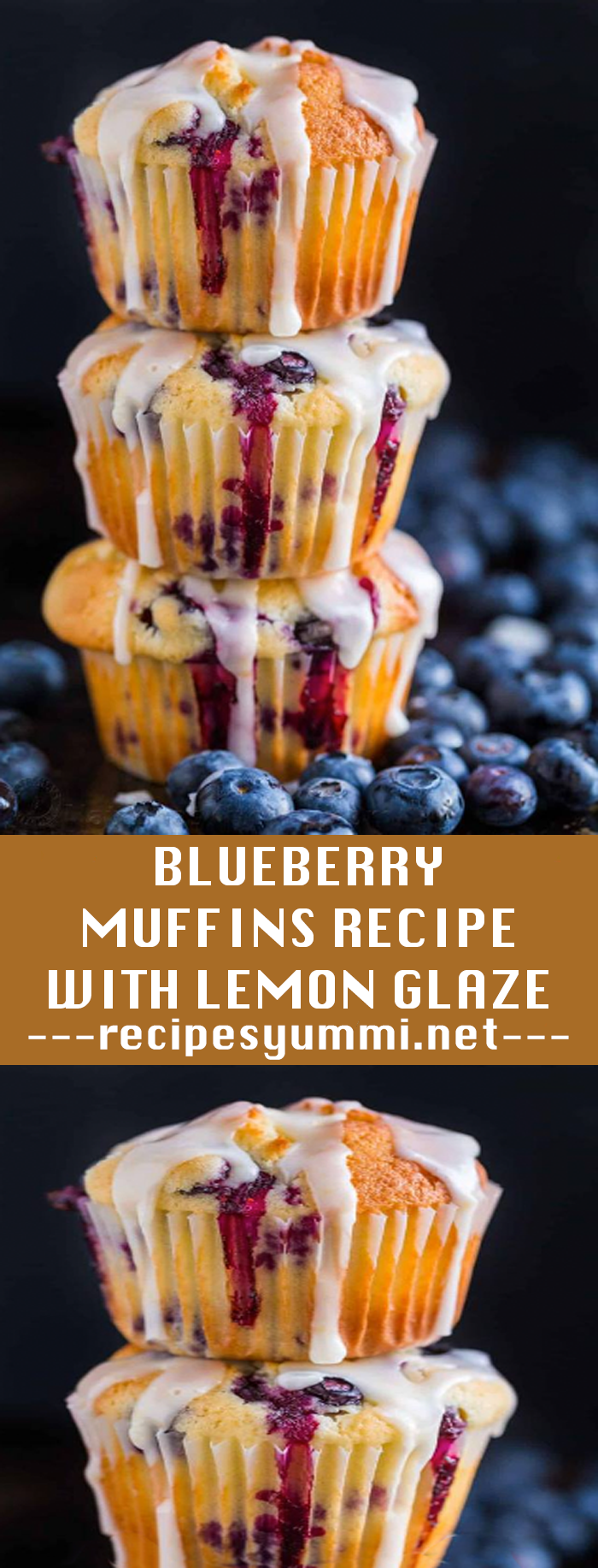 Blueberry Muffins Recipe with Lemon Glaze