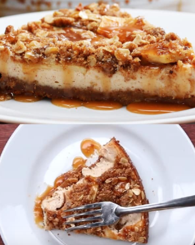 apple cheesecake with caramel