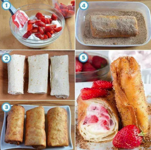 amazing strawberry cheesecake chimichangas recipe