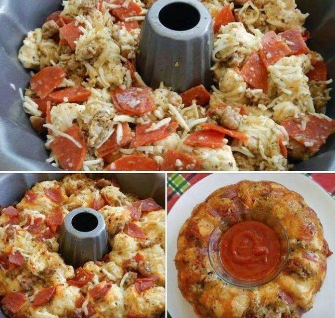 pepperoni and mozzarella pull apart bread