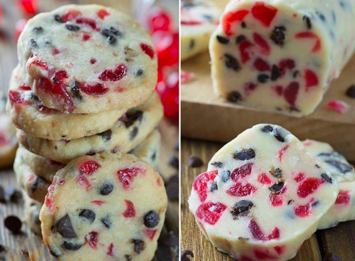 Christmas Maraschino Cherry Shortbread Cookies