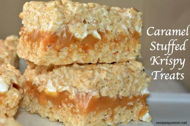 Caramel Stuffed Krispy Treats