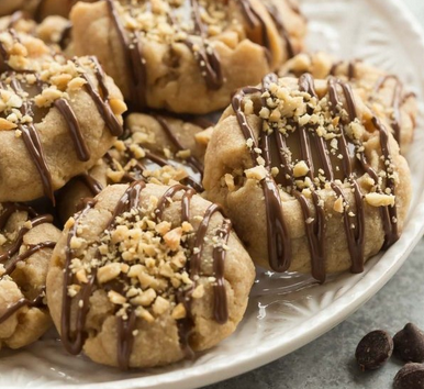 Peanut Butter Turtle Thumbprint Cookies